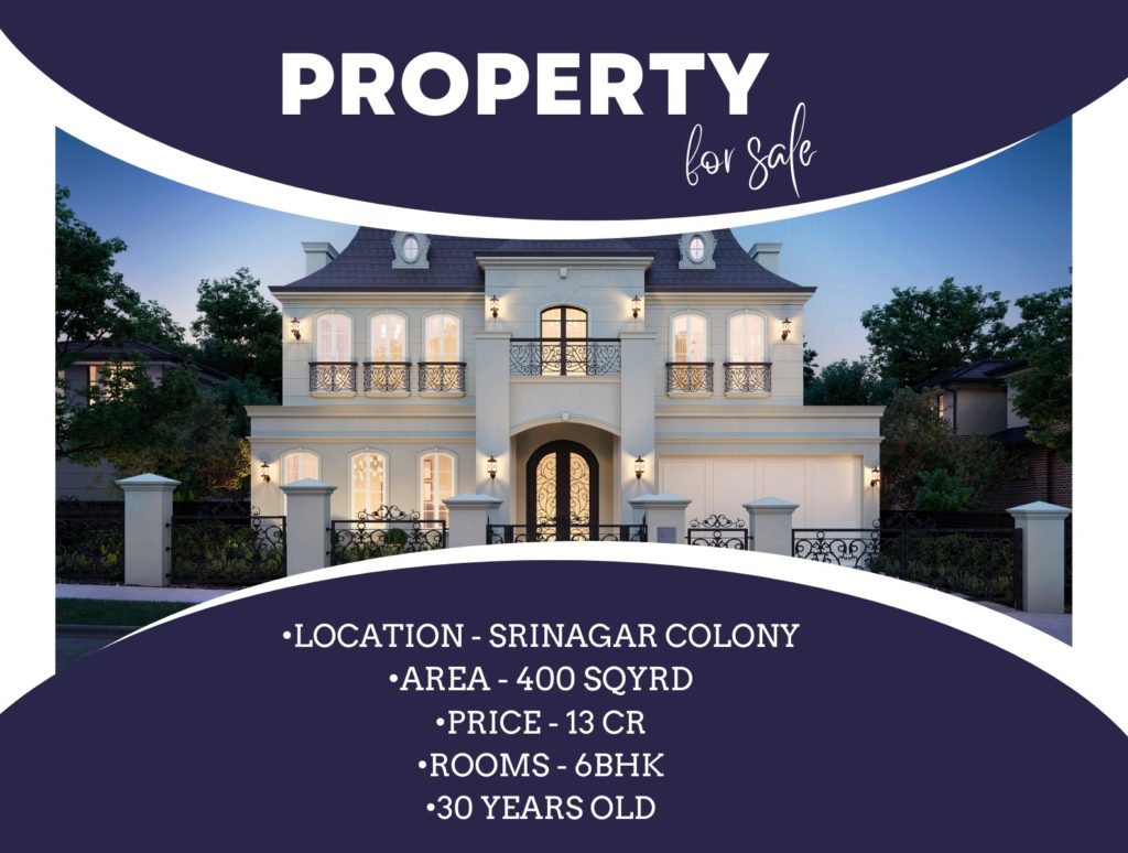 Premium 6BHK Independent House for Sale in Srinagar Colony – Prime Location